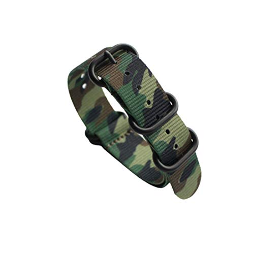 18mm/20mm/22mm/24mm Nylon-Militär tarnt Uhrenarmbänder NATO Armband Sport atmungsaktiv Uhrenarmband B Schwarz Buckle, 20mm von zssmGood