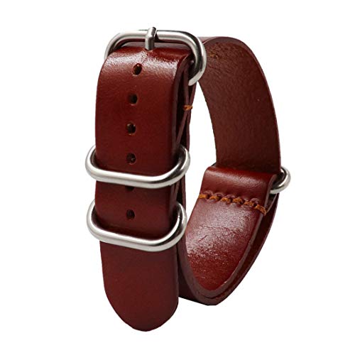 18mm/20mm/22mm/24mm echtes Leder NATO-Uhrenarmband-Öl-Wachs-Leder Retro Pin Buckle Armband Braun, 20mm von zssmGood