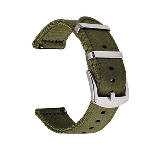 Komfortable Nylon Military Uhrenarmband 18mm/20mm/22mm Armband Ersatz mit Schnellspanner Federsteg Grün, 20mm Silver Buckle von zssmGood