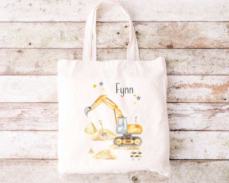 Kindertasche Bagger Wunschname Personalisiert Stoffbeutel Turnbeutel Rucksack Sportbeutel Kinderbeutel Geschenke Für Kinder von zuckerputzig