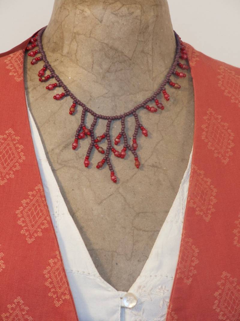 Zierliche Lila, Topaz & Ruby Glasperlen Halskette von zumzyzan
