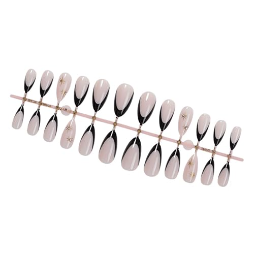 24 Pcs Mandel Französisch Künstliche Nägel Mit Star Designs Stylish Press Auf Nägel Maniküre Dekoration Für Frauen Mandel False Nagel von zuousxbs