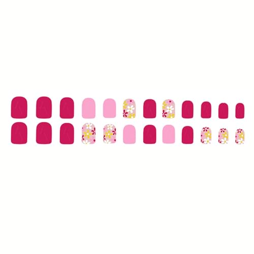 24 Stück Kurzquadratpresse Auf Nägeln Mit Blütenmustern Volle Abdeckungen Hochglänzende Fippe Falsche Nägel Für Einfache Anwendung Frauen Maniküre von zuousxbs
