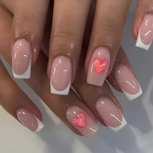 24pcs Press Auf Nails Square Trients Auf Französischen Gefälschten Designs Falsche Künstliche Geschenke Für Frauen Mädchen Square Fake Nagel von zuousxbs