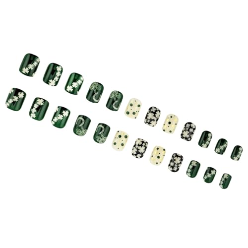 Quadratische Presse Auf Nägeln Shamrock Gefälschte Nägel Kleben Auf 12 Größe 24 PCs Französische Tipps Für DIYS Art Decorations Acrylkleber Nagel Für Frauen Klar von zuousxbs