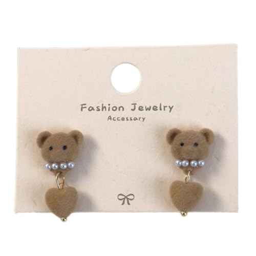 Zarte Kaffeeplüschbärenohrringe Frauen Ohrschmuck Anhänger Für Studenten Und Modezubehörliebhaber Anwesend Datum von zuousxbs
