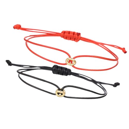 zuousxbs 2pcs Viel Glück Charme Perlenarmbänder Für Paare Einstellbare Größe Gewebter Handchain Geflochten von zuousxbs