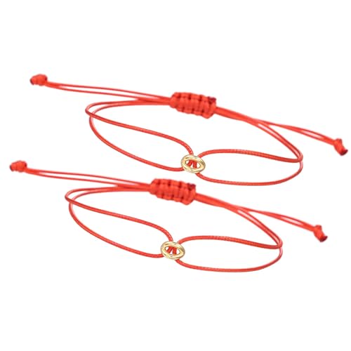 zuousxbs 2pcs Viel Glück Charme Perlenarmbänder Für Paare Einstellbare Größe Gewebter Handchain Geflochten von zuousxbs