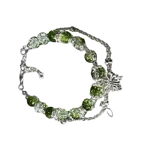 zuousxbs Einzigartige Schmetterlingsarmband Schmuck Mode Grüne Perle Quasten Armband Stylish Schmetterling Anhänger Armband Charme Party Datum von zuousxbs