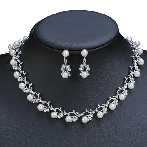 zuousxbs Mehrzweck Frauen Nachahmung Perlen Schmuckset Beinhaltet Halskette Ohrringe Fashion Accessoire Für Abendveranstaltungsgeburtstagsfeier Set von zuousxbs