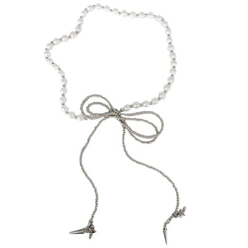 zuousxbs Mode Bowknot Perlen Halskette Mit Nachahmungsperlen Halshütten Charm Ohrringe Krawatte Perfekt Für Den Täglichen Verschleiß Täglich Kleidung von zuousxbs