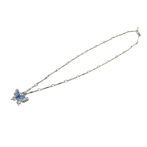 zuousxbs Mode Crystal Butterfly Halskette Einstellbare Länge Colarbone Kette Stilvoller Halshöhe Schmuck Für Special Event Mode Anhänger von zuousxbs