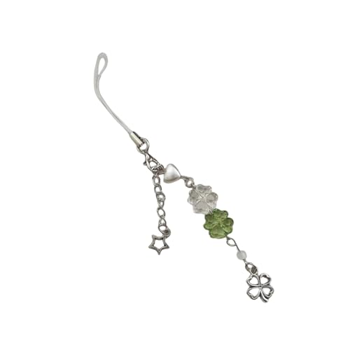 zuousxbs Modische Vier Blattklee Telefon Charme Sturdy Acryllegierung Schlüsselbund Tragbarer Telefonanhänger Für Alle Altersgruppen Erwachsene Perlen Lanyard von zuousxbs