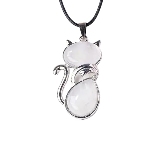 zuousxbs Natürliche Kristallkatzen Anhänger Halskette Zarte Kristallkatzen Anhänger Halskette Mit Spiritueller Symbolik Für Modeliebhaber von zuousxbs