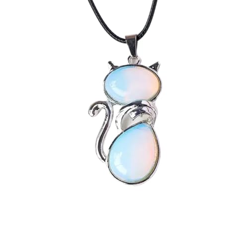 zuousxbs Natürliche Kristallkatzen Anhänger Halskette Zarte Kristallkatzen Anhänger Halskette Mit Spiritueller Symbolik Für Modeliebhaber von zuousxbs