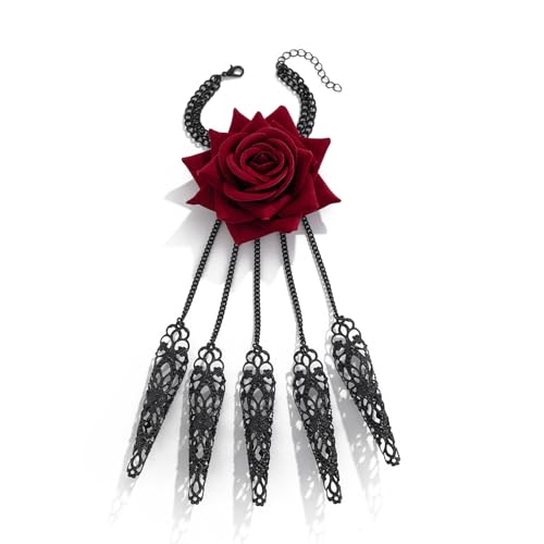 zuousxbs Rose Anhänger Armband Quasten Neckpieze Mode Schmuck Perlen Halskette Einzigartige Statement Für Party Modeschmuck von zuousxbs