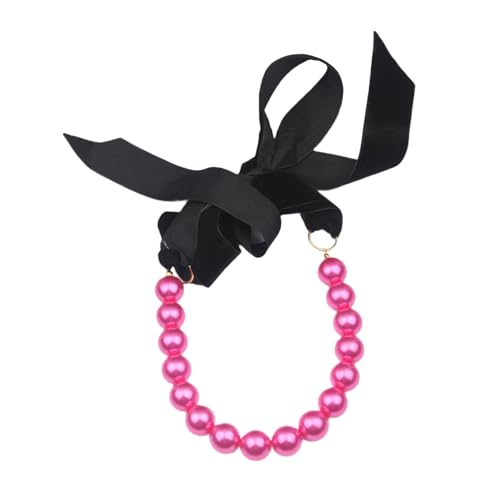 zuousxbs Stilvolle Samt Bowknot Halskette Mit Perlen Verzierungen Verstellbarer Hals von zuousxbs