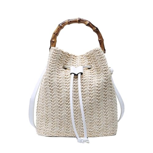 zuousxbs Strohstrandtasche Für Frauen Handheld Stroh Gewebter Schulterbeteilchen Handtasche Crossbody von zuousxbs