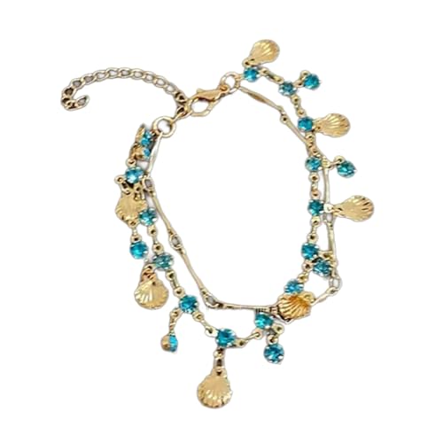 zuousxbs Styles Damen Halskettenarmband Accessoire Mit Blauem Zirkon Und Goldschalen Designs Perfekt Für Alltägliche Verschleißpendler Mode Accessoire von zuousxbs