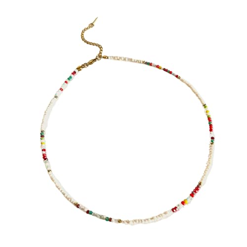 zuousxbs Süßer Fisch Anhänger Halskette Perlen Neckkette Verstellbare Länge Choker Trendy Colarbone Kette Mode Krawatte Handgemachte Perlenkette von zuousxbs