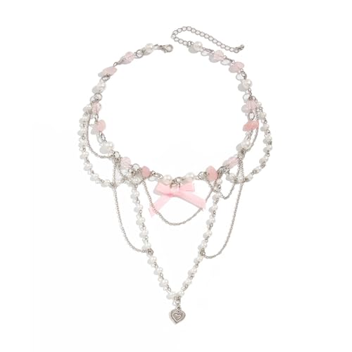zuousxbs Trendy Heart Pendant Halskette Mit Bowknot Verstellbarer Kunstperlen Perlen Heckketten Choker Für Partys Und Tägliche Verschleiß Vielseitiger Farboptionen zuousxbs Trendy Heart Pendant Halskette Mit Bowknot Verstellbarer Kunstperlen Perlen Heckketten Choker Für Partys Und Tägliche Verschleiß Vielseitiger Farboptionen von zuousxbs
