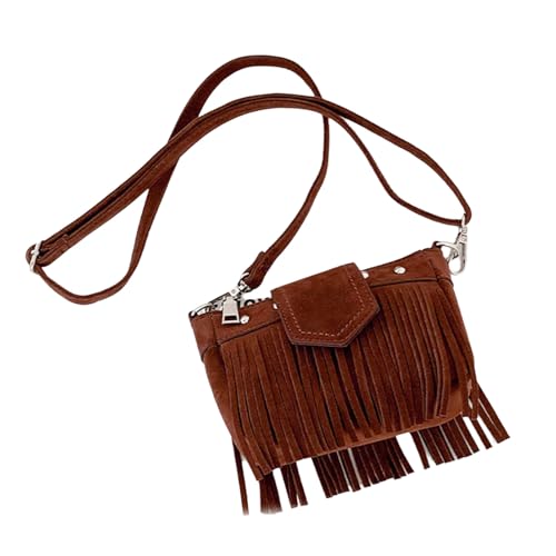 zuousxbs Trendy Kleine Fransen Umhängetasche Für Frauen Mit Reißverschluss Und Verstellbarem Gurt Ethnische Stile Quasten Crossbody Tendy Franse von zuousxbs