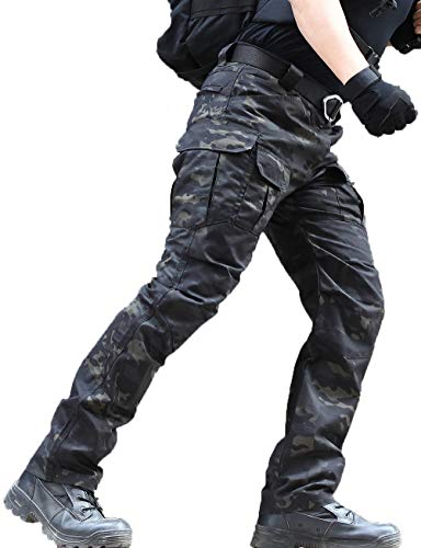 zuoxiangru Wasserfeste Herren Hose Relaxed Fit Tactical Combat Army Cargo Arbeitshose mit Mehrfachtasche (#56 Ay, Tag L) von zuoxiangru