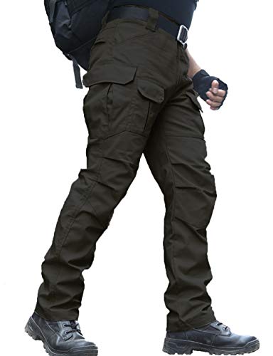 zuoxiangru Wasserfeste Herren Hose Relaxed Fit Tactical Combat Army Cargo Arbeitshose mit Mehrfachtasche (#56 Schwarz, Tag XXL) von zuoxiangru