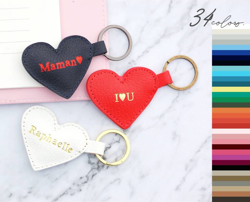 Personalisierte Echt Leder Herz Geformte Schlüsselring von zweby