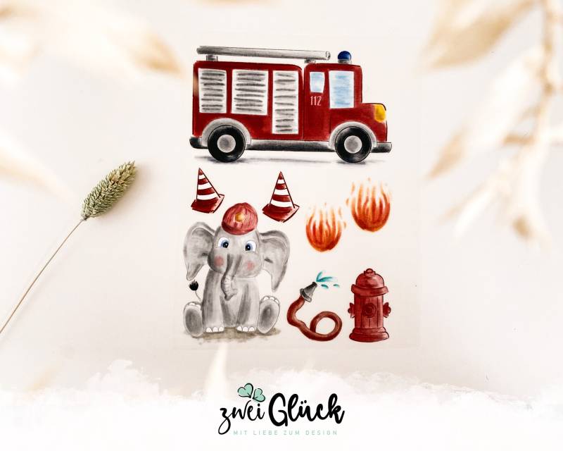 Bügelbild "Feuerwehr" Kinder Din A5 | Bügelpatches Textilaufkleber Zum Aufbügeln Bügeltransfer Motiv Aufbügeln Bügelmotiv von zweiglueck