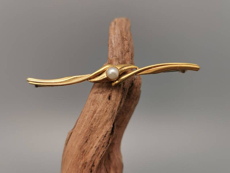 Vintage 50Er Jahre Zierliche Brosche Modeschmuck Art Deco Mid Century Patiniert Stabbrosche von zweitwert