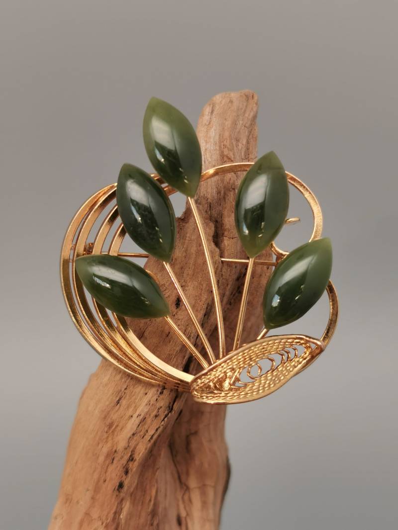 Vintage 60Er Jahre Modernist Modeschmuck Brosche Goldfarben 70Er Blätter von zweitwert