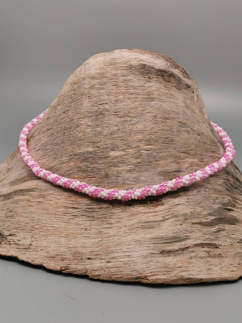 Vintage Glasperlenkette Häkelkette Modernist Mid Century 60Er Halskette Collier von zweitwert