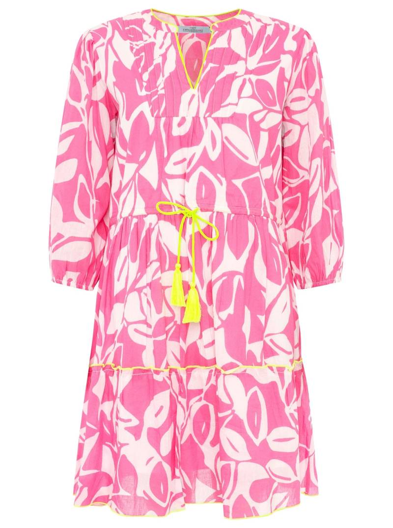 Zwillingsherz Sommerkleid ""Blätter Zweifarbig"" Ohne Taschen mit Tasseln und kontrastfarbigen Details von zwillingsherz