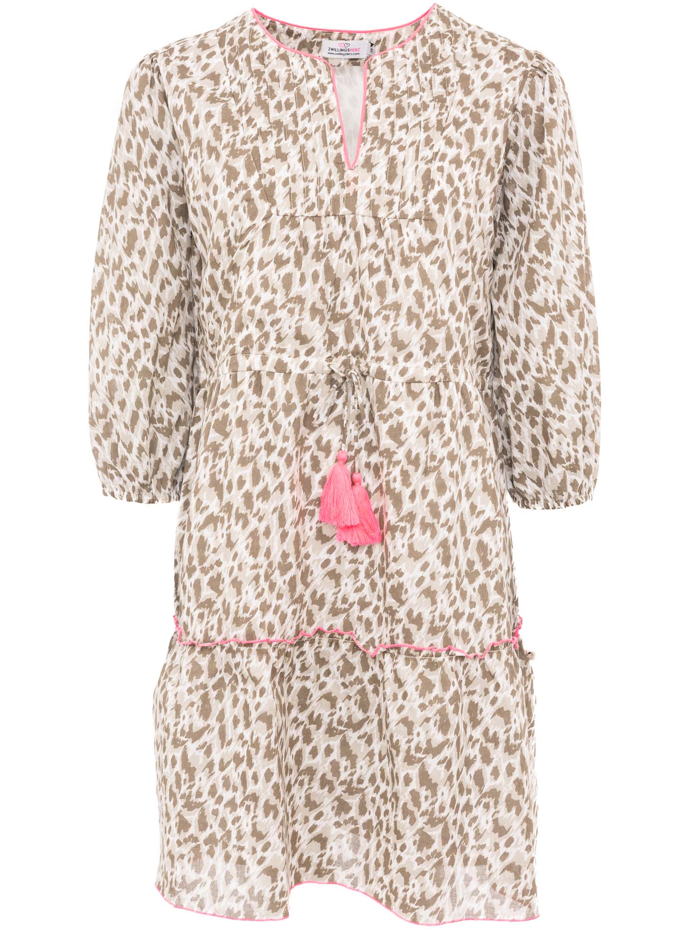 Zwillingsherz Sommerkleid ""Colorful Leopard"" mit Tasseln und kontrastfarbigen Details von zwillingsherz