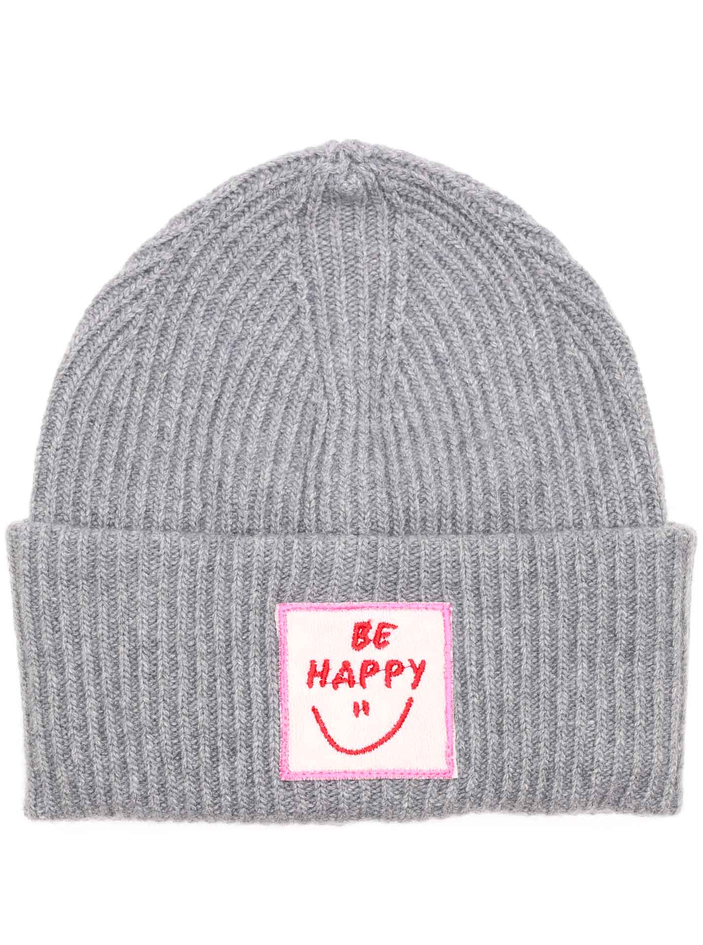 Zwillingsherz Strickmütze ""Be Happy"", Grobstrick, mit Patch von zwillingsherz