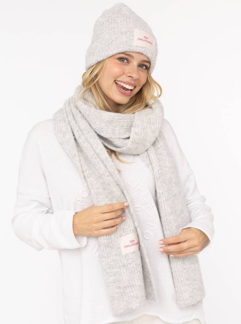 Zwillingsherz Strickmütze ""Zwillingsherz Patch"", gerippt, mit Wolle und Umschlag, mit Patch von zwillingsherz