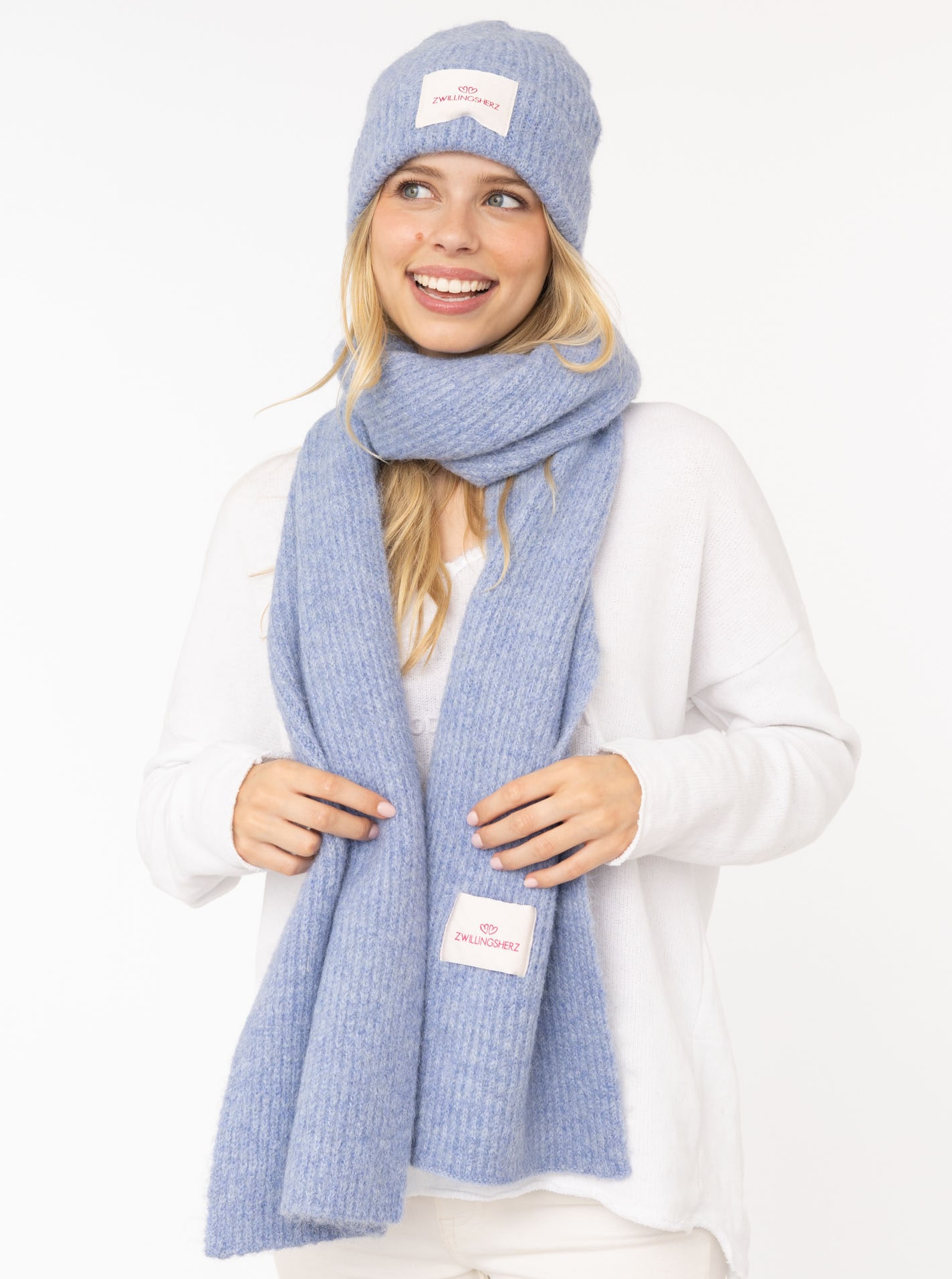 Zwillingsherz Strickmütze ""Zwillingsherz Patch"", gerippt, mit Wolle und Umschlag, mit Patch von zwillingsherz