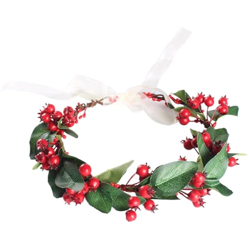 Boho Hochzeit Stirnband, handgefertigte Blumenkrone, Winter Weihnachtskrone, rote Beeren Stirnband für Frauen, Weihnachten Boho Krone, Hochzeit Krone für Winter, rote Beere Blumenkrone, Boho rote von zwxqe