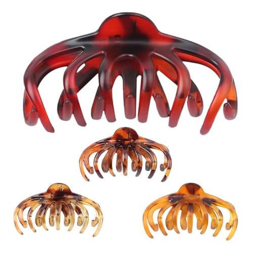 Haarspangen für Frauen, Leopard Haarspangen, Octopus Haarspangen, 4 Stück Klauenklammer Set, Große Haarklammer Anti-Rutsch-Kieferklammer Starker Halt Haarspangen Klauenclips für lockiges Haar von zwxqe
