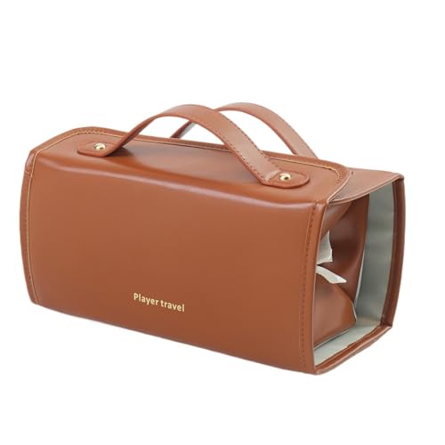 Reise-Kosmetiktasche, Reise-Kulturbeutel mit abnehmbaren Fächern, PU-Leder-Make-up-Pinselhalter – Kosmetik-Organizer mit Mehreren Fächern für Lippenstift, Lipgloss und, Refer to Description, von zwxqe