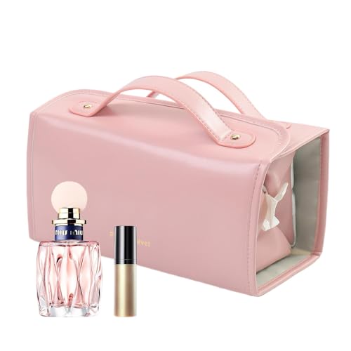 Reise-Kosmetiktasche, Reise-Kulturbeutel mit abnehmbaren Fächern, PU-Leder-Make-up-Pinselhalter – Kosmetik-Organizer mit mehreren Fächern für Lippenstift, Lipgloss und, rose, Refer to description, von zwxqe