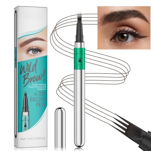 Wasserdichter Augenbrauenstift, Wasserdichter Brow Tint Pen, Microblading Augenbrauenstift für Perfekte Form, Lift & Snatch Augenbrauen Make-up, Langlebig und wischfest für Frauen und Mädchen von zwxqe