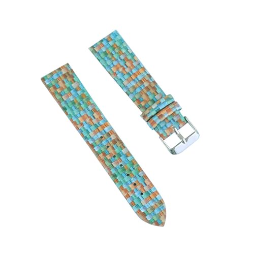 zyimodl 14-20mm Farbenfrohes Mosaik-Karo-Rindsleder-Armband für Damen-Smartwatches von zyimodl