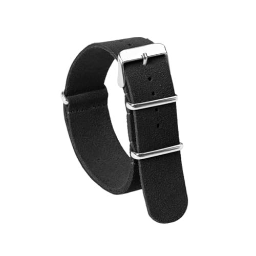 zyimodl 18-22mm Integriertes Design Vintage Atmungsaktives Wildleder-Armband mit Edelstahl-Dornschließe von zyimodl