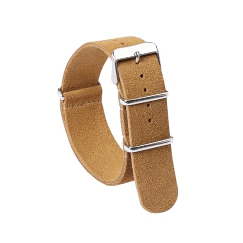 zyimodl 18-22mm Integriertes Design Vintage Atmungsaktives Wildleder-Armband mit Edelstahl-Dornschließe von zyimodl