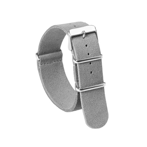 zyimodl 18-22mm Integriertes Design Vintage Atmungsaktives Wildleder-Armband mit Edelstahl-Dornschließe von zyimodl