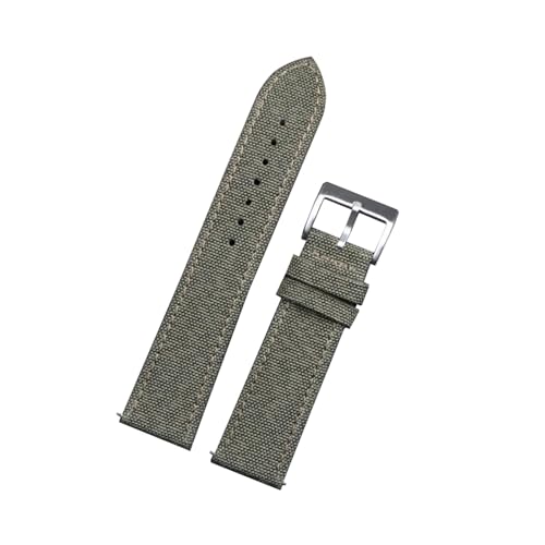 zyimodl 20-22mm Herren-Atmungsaktives Nylon-Canvas-Armband mit allergikerfreundlichem wasserdichtem Rindslederfutter von zyimodl