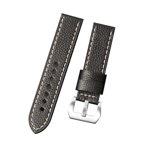zyimodl 20-24mm Glattgeprägtes/Lychee-Muster Wasserdichtes Rindsleder-Armband für mechanische Uhren von zyimodl