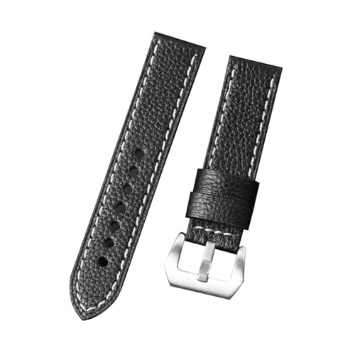 zyimodl 20-24mm Glattgeprägtes/Lychee-Muster Wasserdichtes Rindsleder-Armband für mechanische Uhren von zyimodl